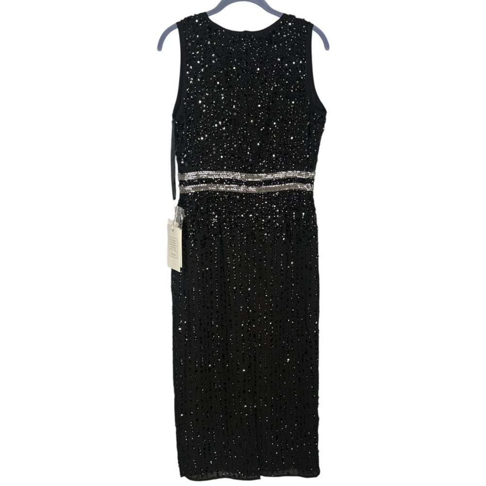 Mac Duggal Gown Black Sequin beaded Sheath women’s size 6 NWT midi dress - Picture 4 of 9